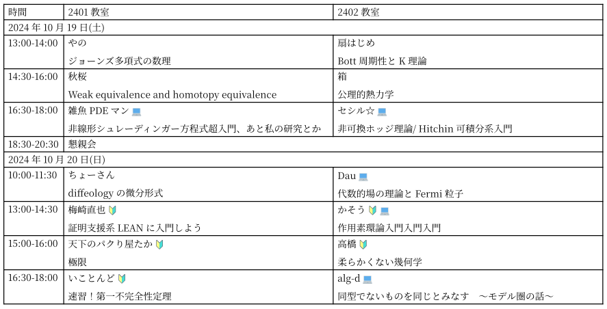 スケジュール表